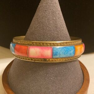 Brass bangle colorful enamel design